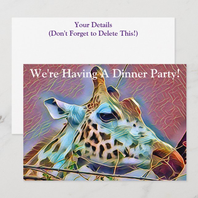 INVITATION GIRAFFE (Devant / Derrière)