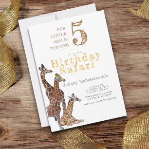 Invitation Giraffe Anniversaire Safari Célébration pour 5 ans