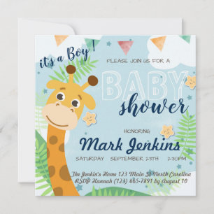 Invitation Giraffe beau plaisir Baby Boy Douche