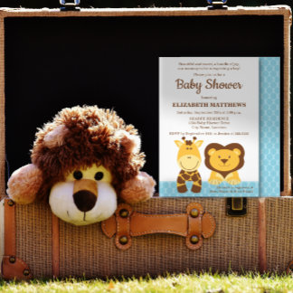 Invitation Giraffe et Baby shower de lion