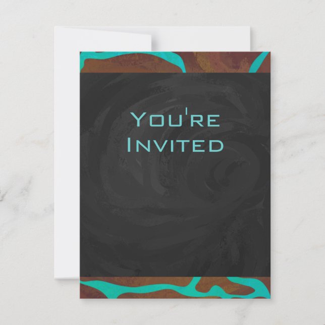 Invitation Giraffe Impression Brown et Turquoise (Devant)