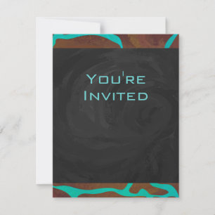 Invitation Giraffe Impression Brown et Turquoise