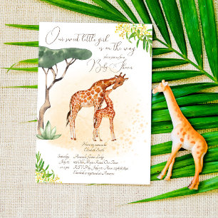 Invitation Giraffe maman et bébé baby shower safari africain