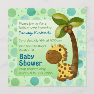Invitation Giraffe pois - Baby shower neutre