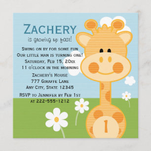 Invitation Giraffe Premier Anniversaire (Personnal
