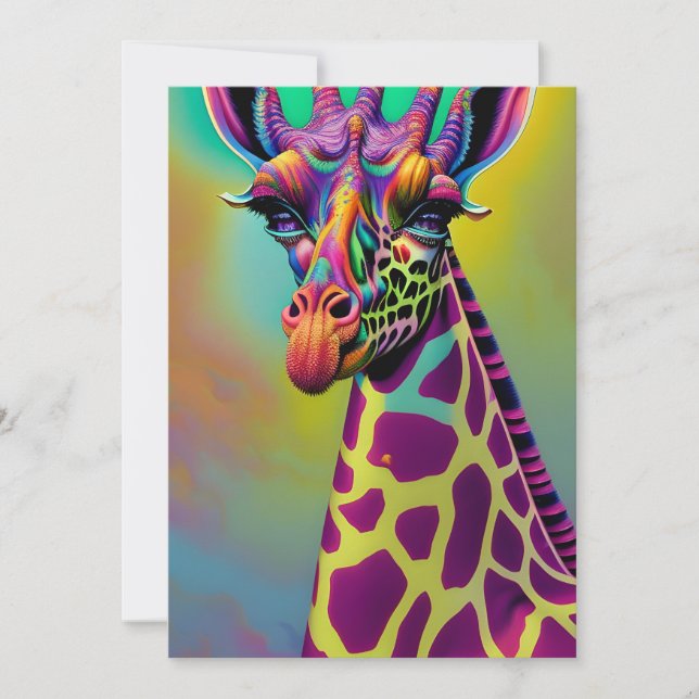Invitation Giraffe Psychedelic Imaginaire caractère Portrait (Devant)