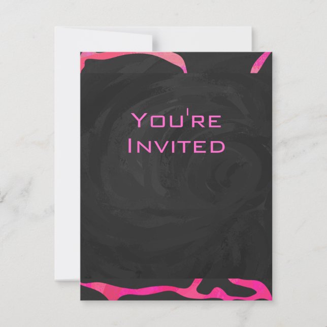 Invitation Giraffe rose chaude et noire (Devant)