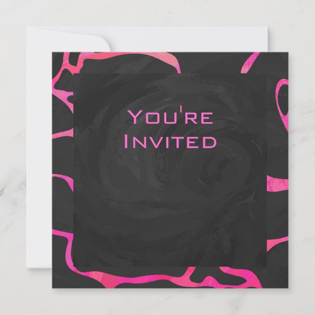 Invitation Giraffe rose chaude et noire (Devant)