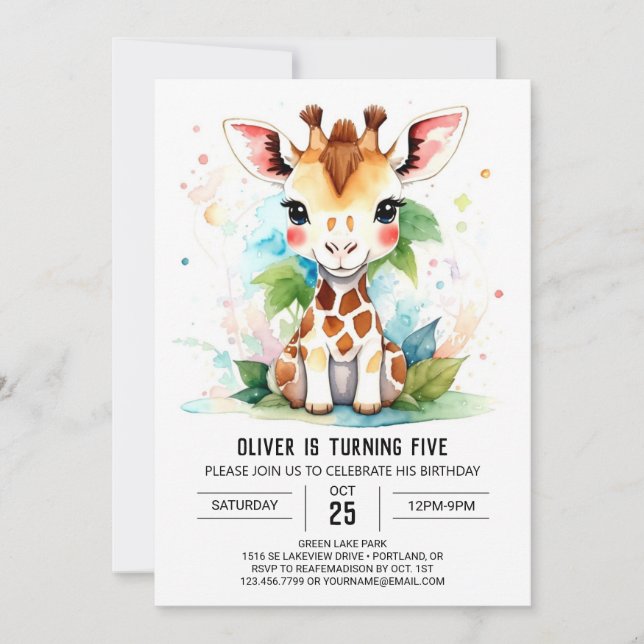 Invitation Giraffe Safari Magic Adventure Anniversaire (Devant)