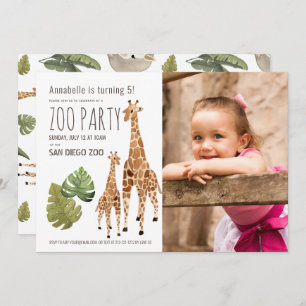 Invitation Giraffe Safari Zoo Party Enfants Photo Anniversair