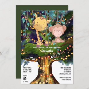 Invitation Giraffe singe tropical jungle phares