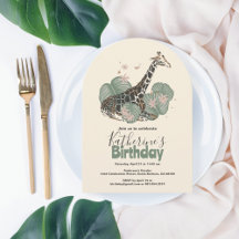 Giraffe Tropical Greenery Animal Birthday Party 