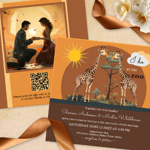 Invitation Giraffe Whimsical Safari Zoo Mariage All-in-One