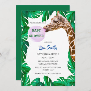 Invitation Giraffe Whimsical soufflant Baby shower de gomme d