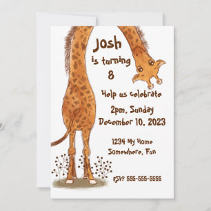 Invitation Giraffe, Zoo Animaux Anniversaire, Personnalisable
