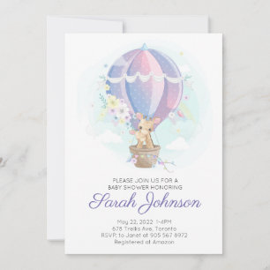 Invitation Giraffes mignonnes dans le Baby shower de ballon à