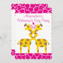 Giraffes sucrées en amour Pink Kids Valentines Par