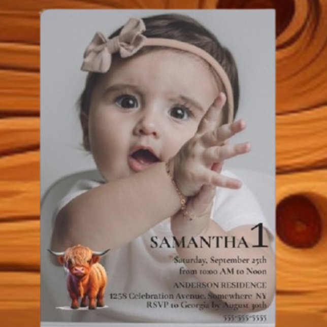 Invitation  Girl 1st Birthday Celebration (Celebrate your little one's special day with our adorable  Cow 1st Birthday Invitation.)