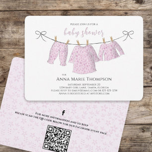 Invitation Girl Cute Baby shower rose QR Code Social Media