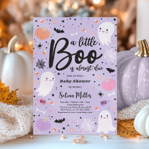 Invitation Girl Ghost Little Boo est due Baby shower d'Hallow