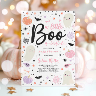 Invitation Girl Ghost Little Boo est due Baby shower d'Hallow