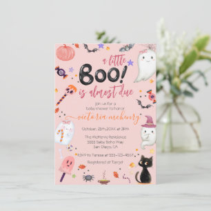 Invitation Girl Ghost Little Boo est due Baby shower d'Hallow
