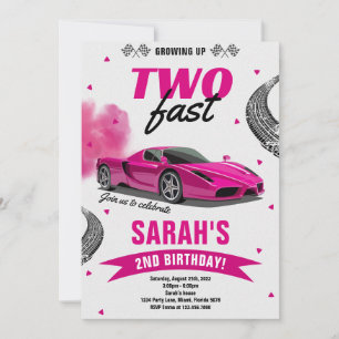 Invitation Girl Grosse Deux Voiture De Course Rapide 2e Anniv