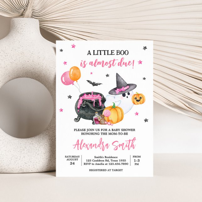Invitation Girl Little Boo Ghost Baby shower (Ghost Halloween Baby Shower Invitation
)