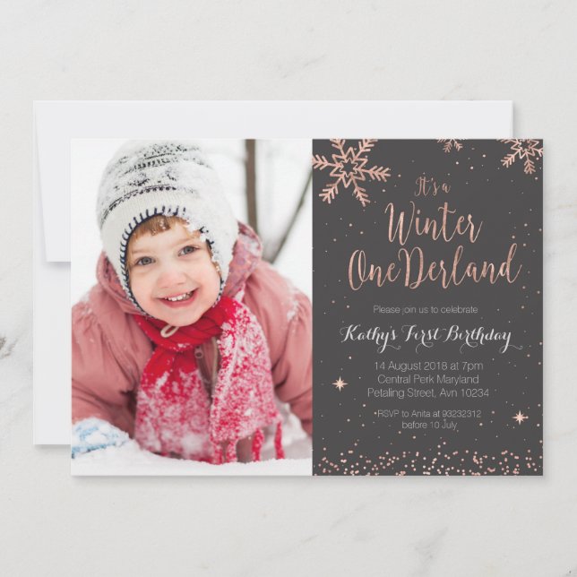 Invitation Girl Pink Winter Onederland (Devant)