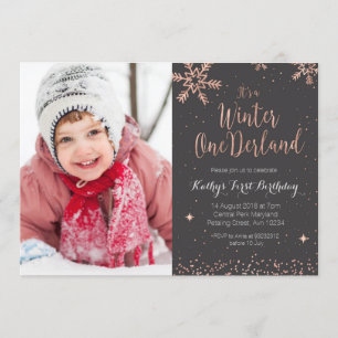 Invitation Girl Pink Winter Onederland