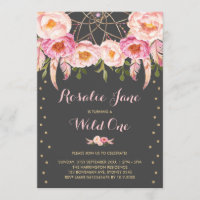 Girl Rose Gold Dreamcatcher Wild One 1er anniversa