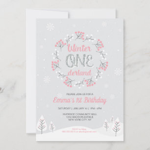 Invitation Girl Winter Onederland 1er anniversaire, premier a