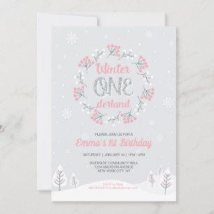 Invitation Girl Winter Onederland 1er anniversaire, premier a