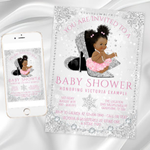Invitation Girl Winter Wonderland Baby shower de flocon de ne