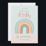 Invitation Girls Cute Boho Rainbow Kids 5e anniversaire<br><div class="desc">Cette mignonne invitation anniversaire de enfant présente un arc-en-ciel rose, orange et bleu boho avec un simple arrière - plan. L'invitation fournit des zones pour vous d'ajouter les détails de votre fête d'anniversaire dans un script minimaliste. Un arc-en-ciel rose assorti se trouve au verso de la carte. Parfait pour l'anniversaire...</div>