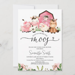 Invitation Girls Farm Avez-Vous Entendu Le Baby shower Moos