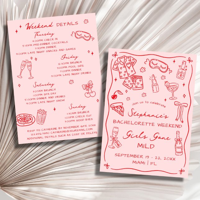 Invitation Girls Gone Mild Bachelorette Party 4 Day Itinerary (Créateur téléchargé)