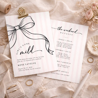 Invitation Girls Gone Mild Bow Stripe Bachelorette Weekend