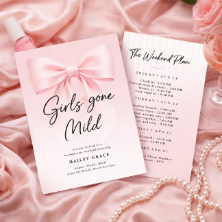 Invitation Girls Gone Mild Elegant Bow Bachelorette Weekend