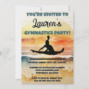 Invitation Girls Gymnastique Sunset Beach Anniversaire