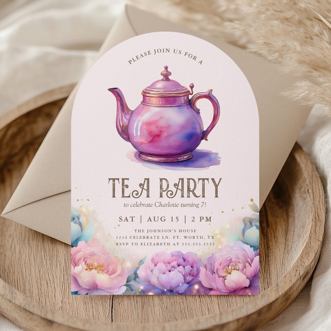 Invitation Girl's Magical Elegant Tea Party Birthday Party (Créateur téléchargé)