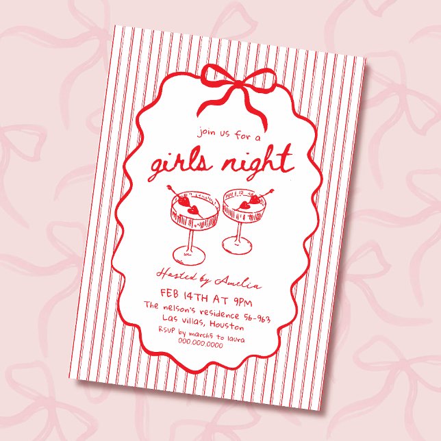 Invitation Girls Night hand drawn (Créateur téléchargé)