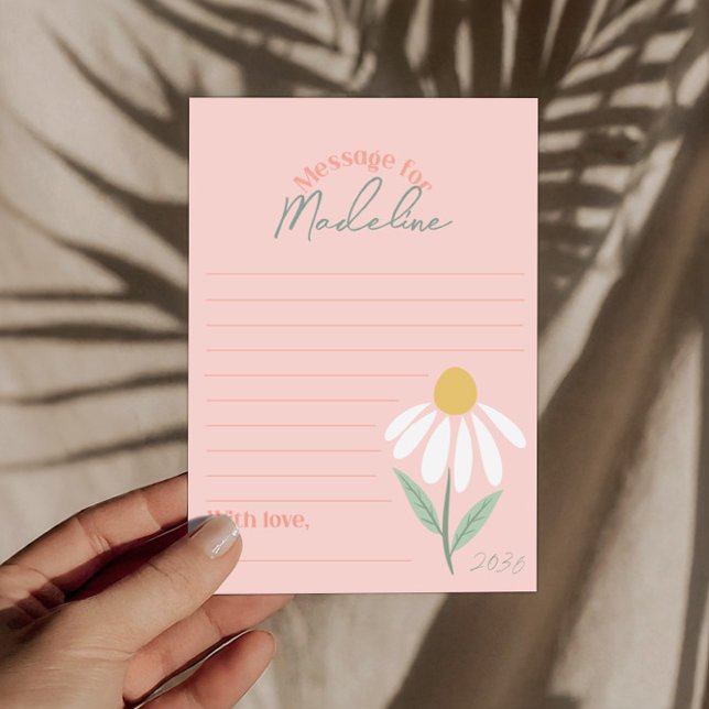 Invitation Girls Pink Daisy First Birthday Time Capsule Cards (Créateur téléchargé)