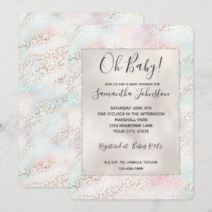 Invitation Girly Aqua Blush Empreinte de léopard or rose