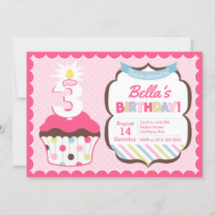 Invitation Girly d'anniversaire de bougie d'âge de