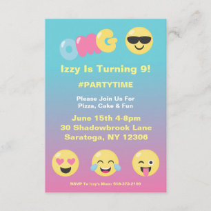 Invitation Girly d'anniversaire d'Emoji Ombre