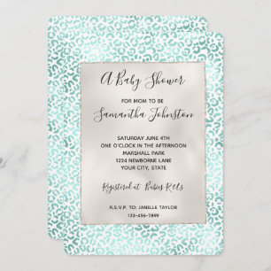 Invitation Girly Glam Mint Empreinte de léopard