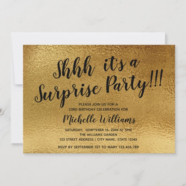 Invitation Girly Gold | Scintille | Anniversaire de la fête s (Devant)