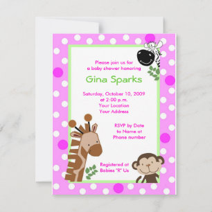 Invitation Girly Jungle Adventure Safari Baby shower Invitati