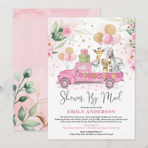 Invitation Girly Jungle Safari Animaux Baby shower Par Mail